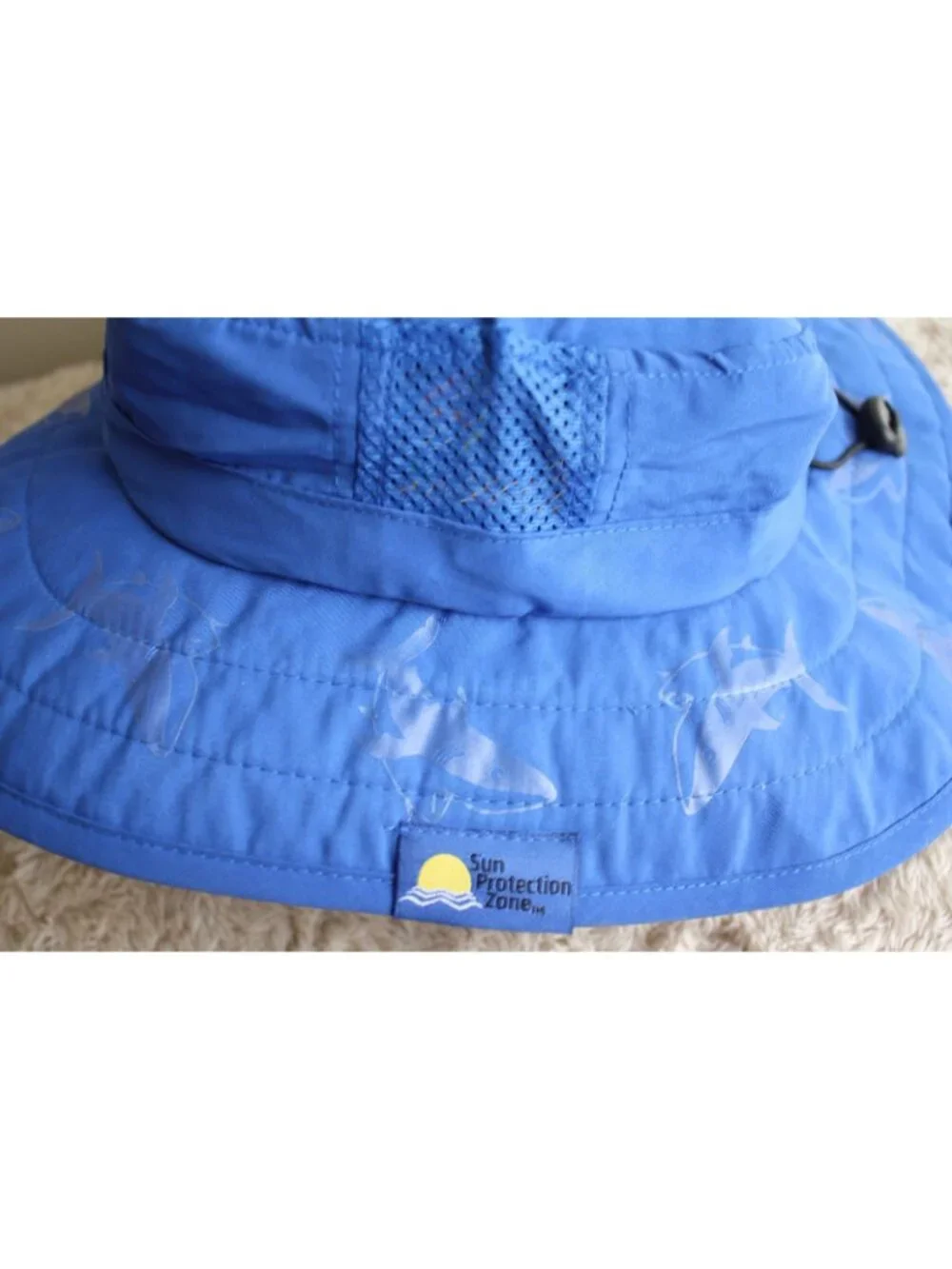 Sun Protection Kids Boys Shark Print Safari Sun Hat Blue Ages 3-10 Adjustable